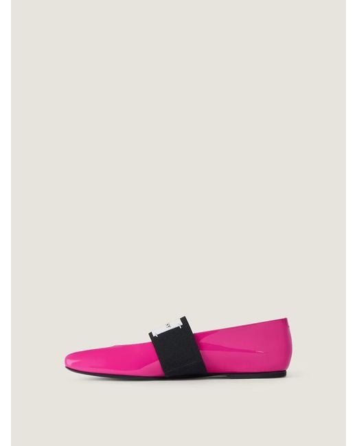 Givenchy Pink Shiny Logo Strap Ballet Flats