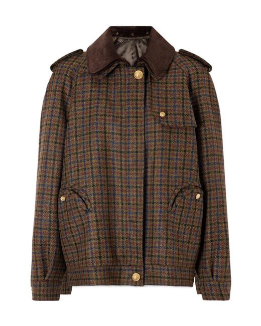 Blazé Milano Brown Chausie Checked Wool Trench Jacket