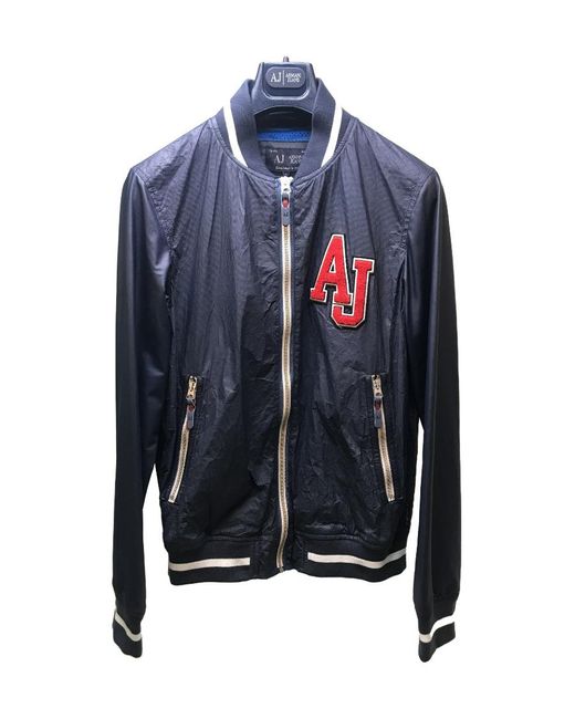 Armani Jeans Blue Logo Logo Baseball Jacket for men