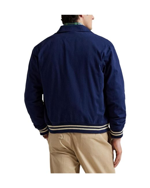 Polo Ralph Lauren Blue Solid Color Bomber Jacket for men