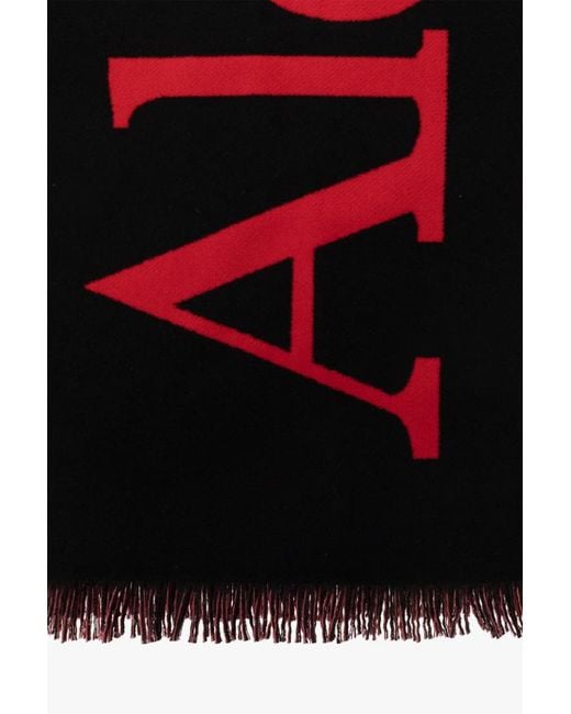 McQueen Logo Embroidered Scarf for men