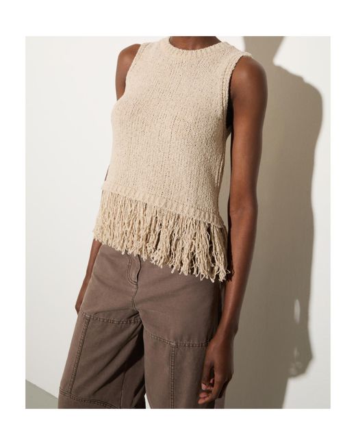 MAX&Co. Natural Round Neck Sleeveless Knit Top