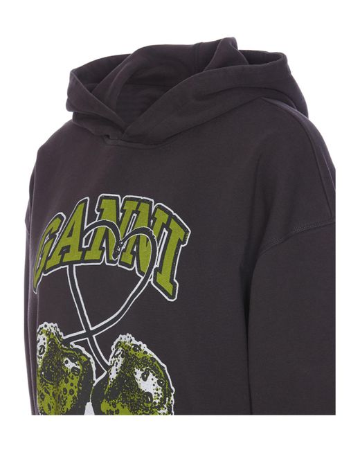 Ganni Gray Isoli Cherries Oversize Sweatshirt