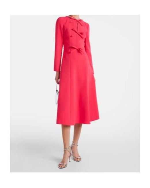 Carolina Herrera Red Bow-Detail Crêpe Midi Dress