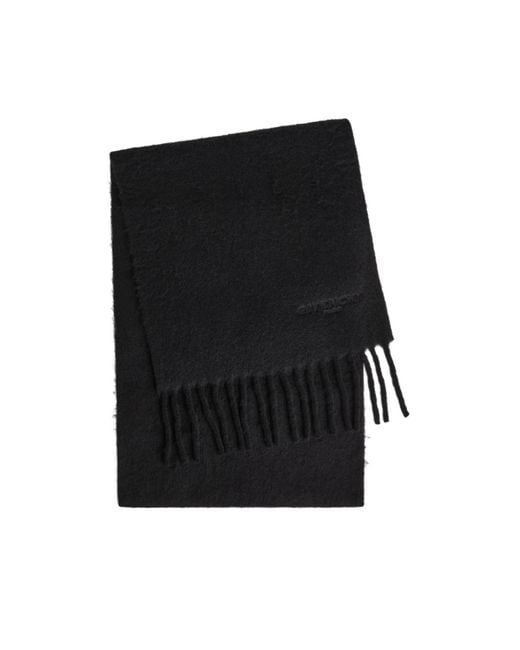 Givenchy Black Fringed Alpaca-Blend Scarf
