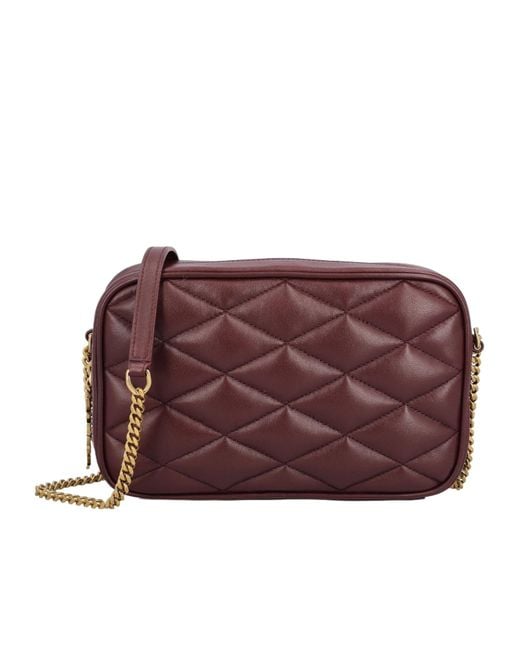 Saint Laurent Purple Logo Plaque Zip-Up Shoulder Bag