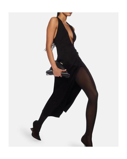 The Attico Black The Logo Plaque Sleeveless Dress