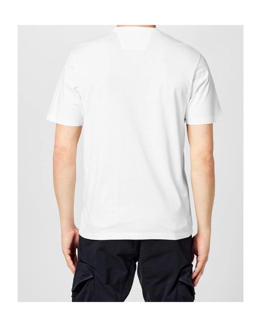 C P Company White Logo Crew Neck T-Shirt for men