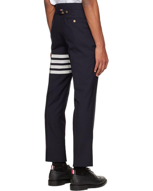 Thom Browne Black Bar Striped Detail Trousers for men