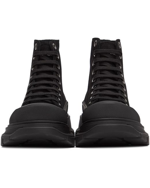 McQueen Black Tread Slick Boots for men