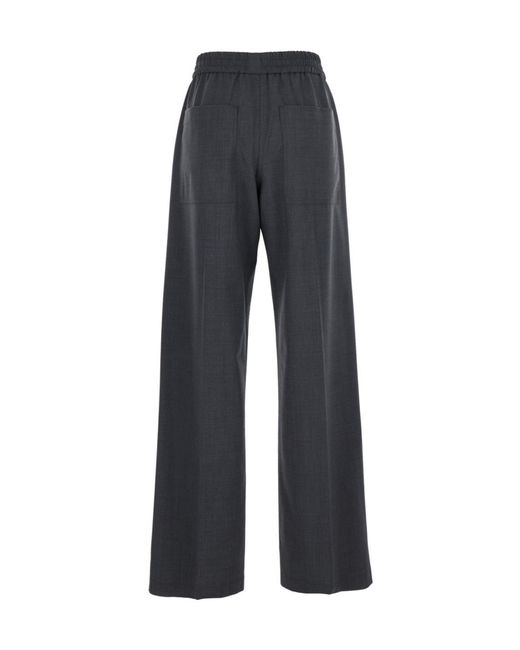 Brunello Cucinelli Blue Side-Pocketed Wide-Leg Pants