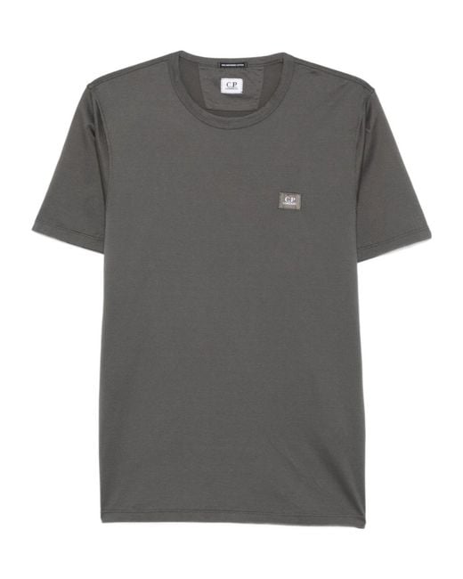 C P Company Gray Logo Patch Crewneck T-Shirt for men