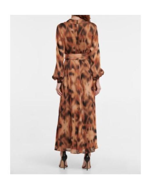 Galvan Brown Cabana Leopard-Print Wrap Dress