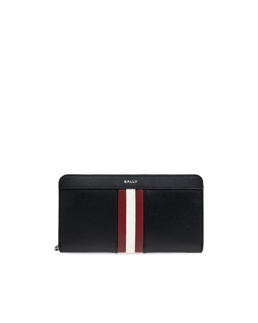 Bally Black Logo-Stamp Zip-Around Wallet for men