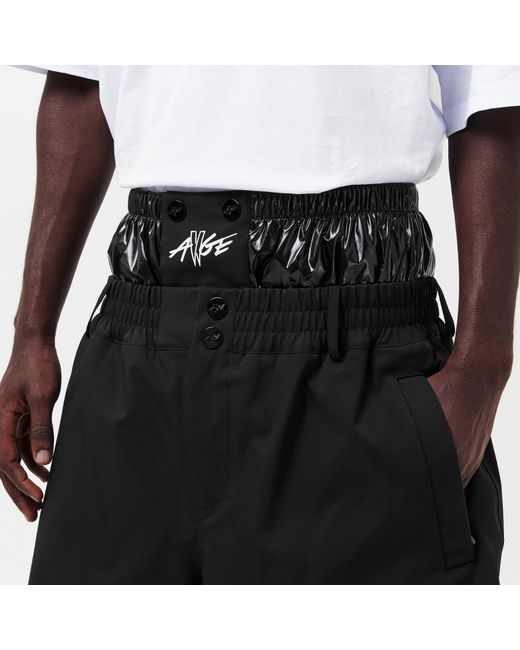 Moncler Black Solid Color Printed Shorts for men