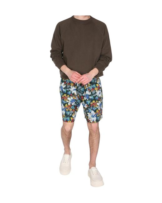 YMC Blue Floral Print Shorts for men