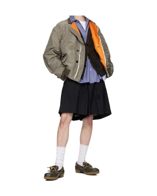 Sacai Gray Classic-Collar Bomber Jacket for men