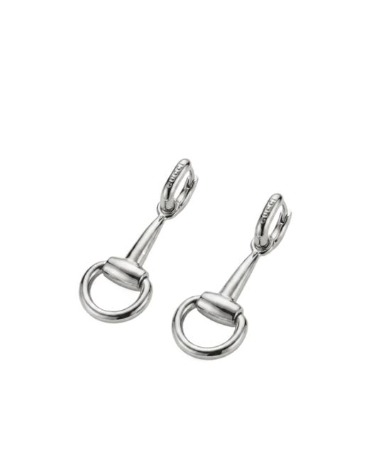 Gucci White Horsebit Earrings