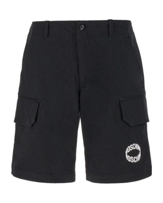Moschino Black Logo Printed Bermuda Shorts for men