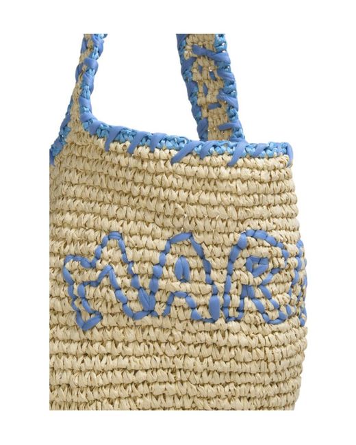 Marni White Logo Detailed Small Hobo Bag
