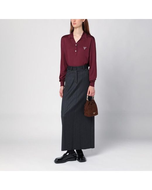 Department 5 Black Pinstripe Maxi Skirt