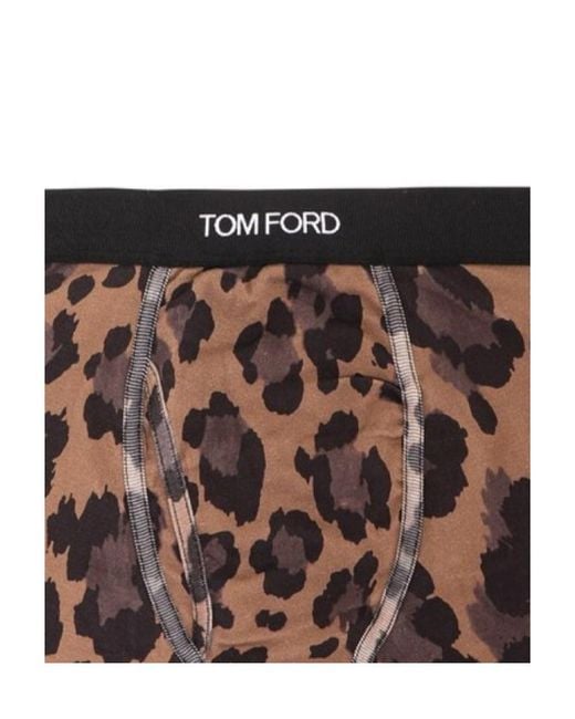 Tom Ford Brown Leopard Print Boxer Shorts for men