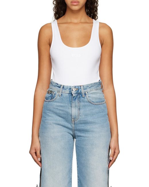 Gcds White Logo Printed Jersey Bodysuit