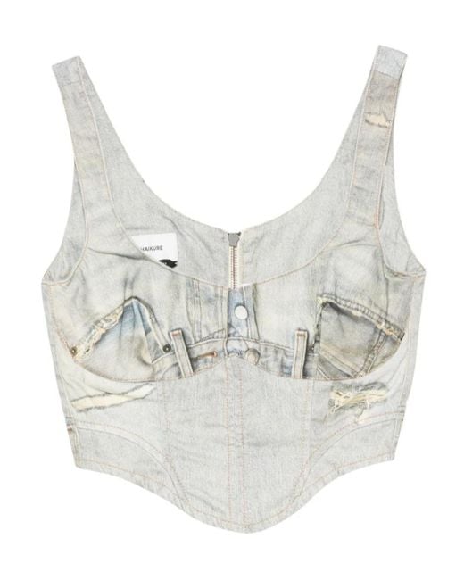 Haikure Gray Zip Bustier Top