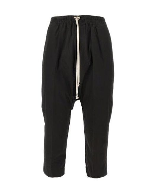 Rick Owens Black Drawstring High Waist Pants for men