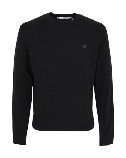 Acne Black Crew Neck Long-Sleeved Sweater for men