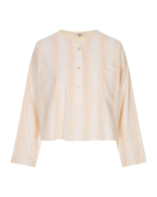 Chloé White Long-Sleeve Crop Top