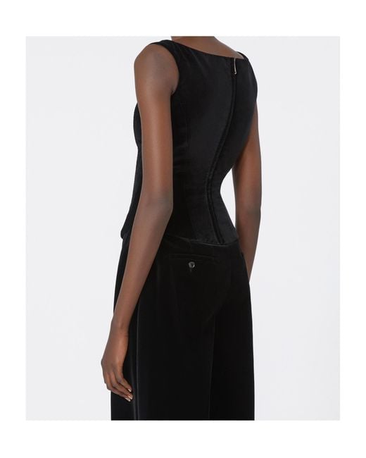 Max Mara Black Baden Velvet Bustier Top