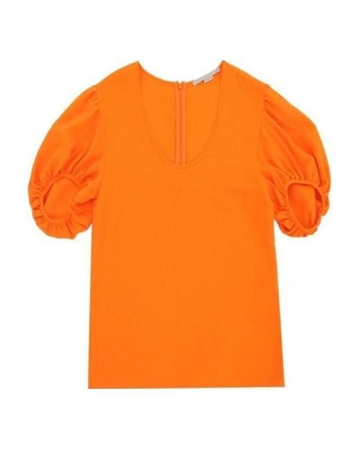 Stella McCartney Orange Puff Sleeved Crewneck T-Shirt