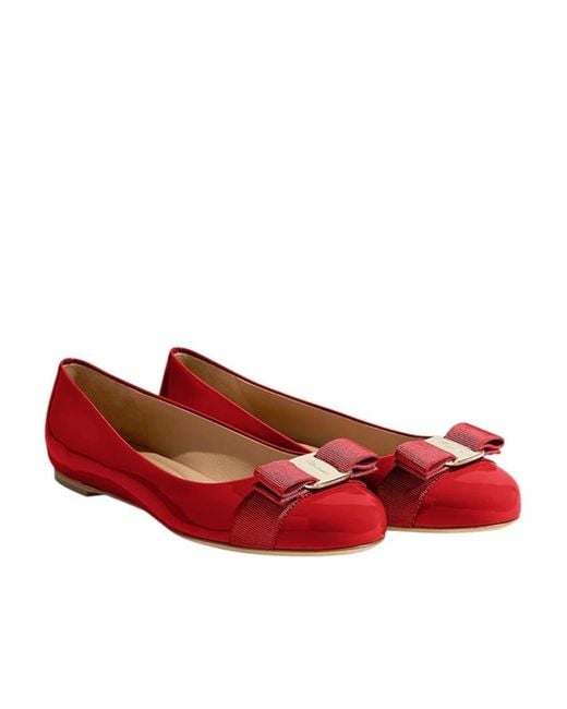 Ferragamo Red Varina Ballet Flats