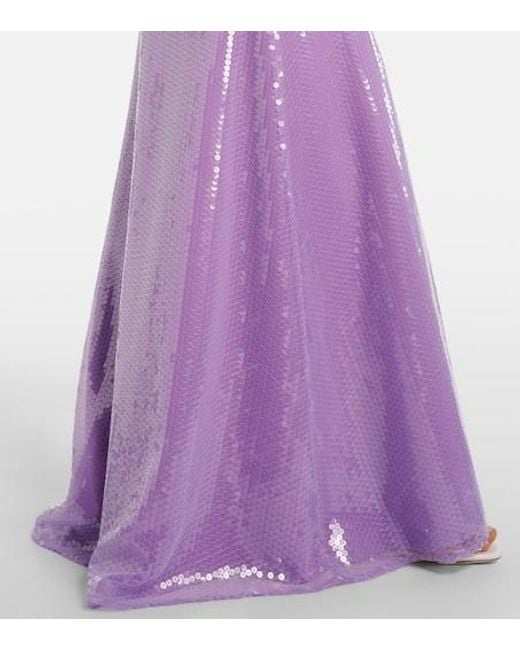 David Koma Purple Sequined Corset Gown