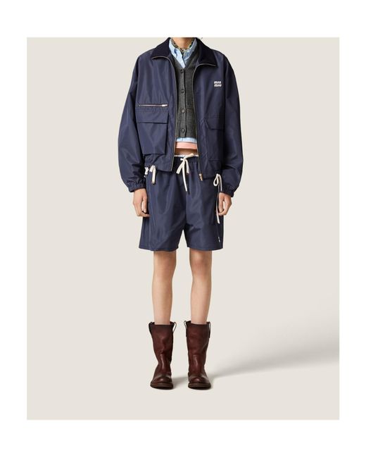 Miu Miu Blue Technical Fabric Blouson Jacket