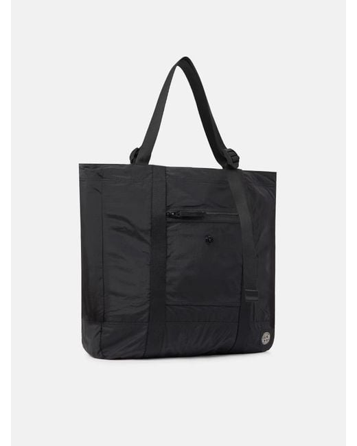 Stone Island Black Logo Detail Top Handle Bag for men