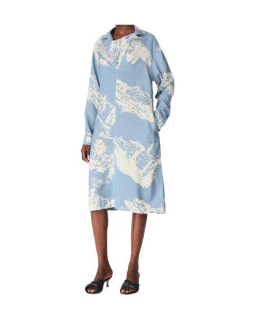 Bottega Veneta Blue Italian Postcard Silk Dress