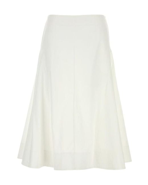 Khaite White Artin A-Line Skirt