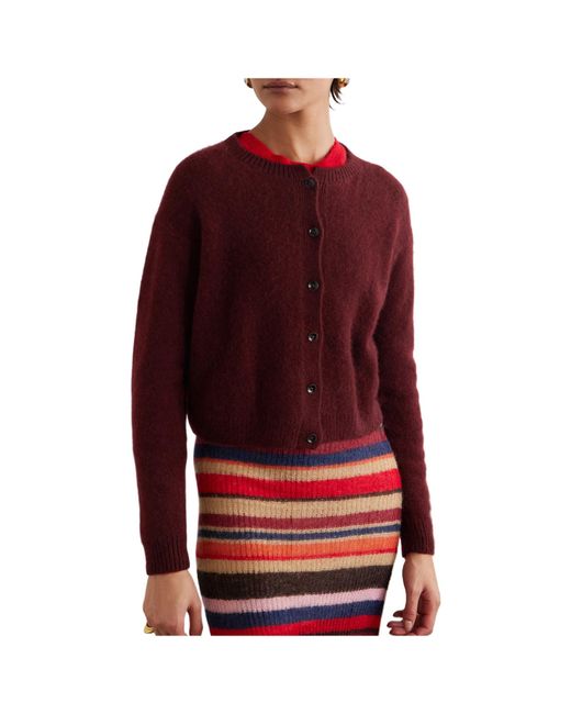 The Elder Statesman Red Solid-Color Cashmere Cardigan