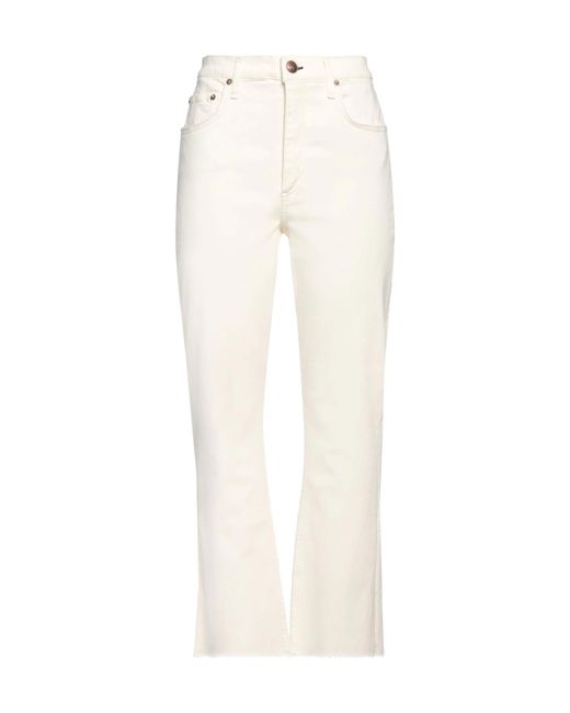 Rag & Bone White Solid Color Straight Leg Trousers With Fringe Hem
