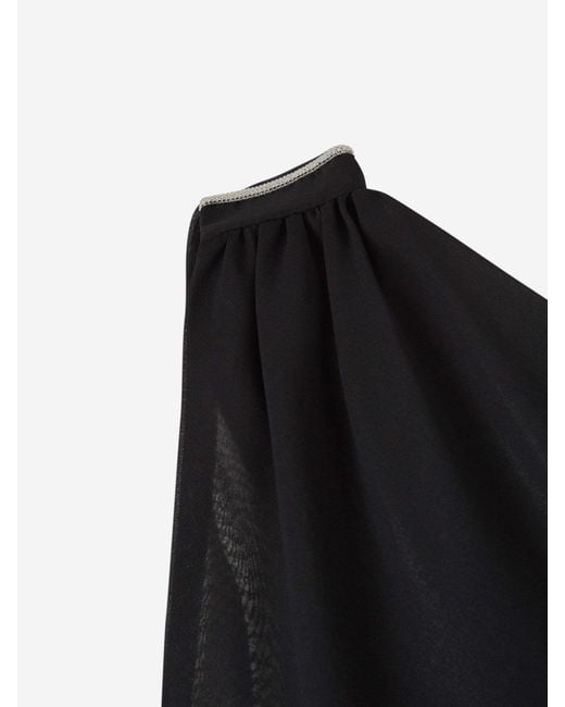Peserico Black Asymmetrical Draped Blouse