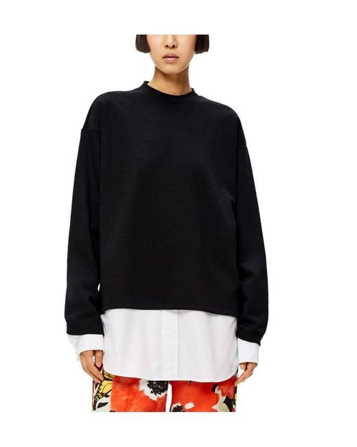 Loewe Black Shirt-Hem Sweatshirt