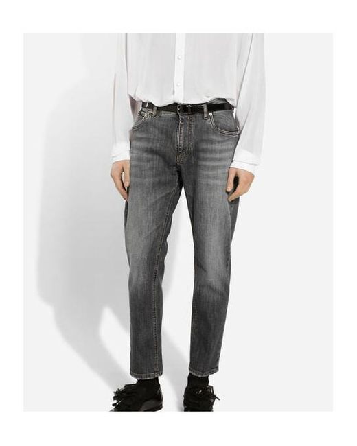 Dolce & Gabbana Blue Logo Embroidered Jeans for men