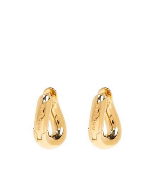 Balenciaga Metallic Logo Engraved Earrings
