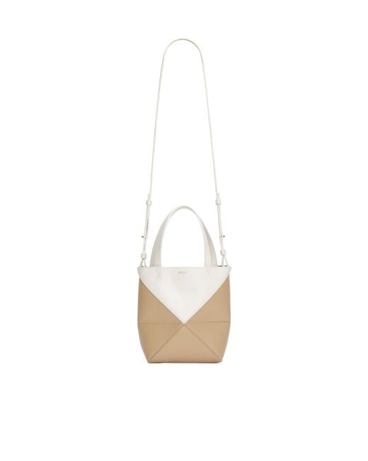 Loewe White Mini Puzzle Fold Tote Bag