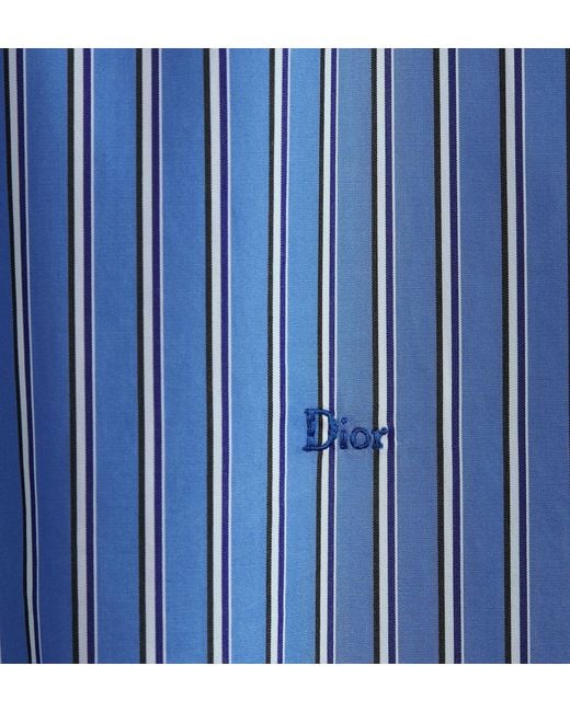 Dior Homme Striped Embroidered Shirt in Blue for Men | Lyst