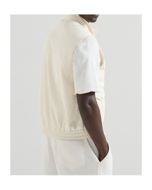 Brunello Cucinelli White Bonded Padded Gilet for men