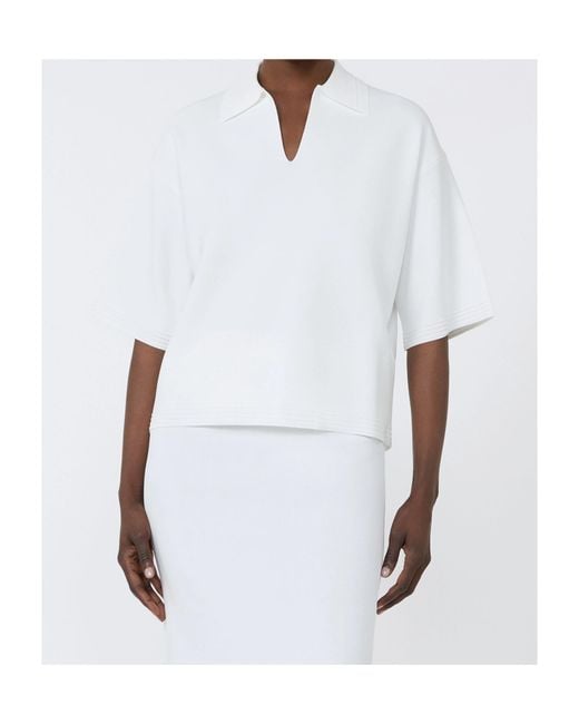 Max Mara White Dolce V-Neck Polo Top
