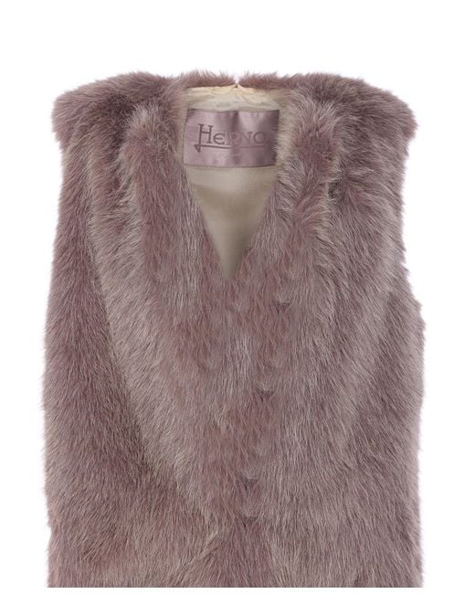 Herno Brown Faux-Fur Sleeveless Gilet